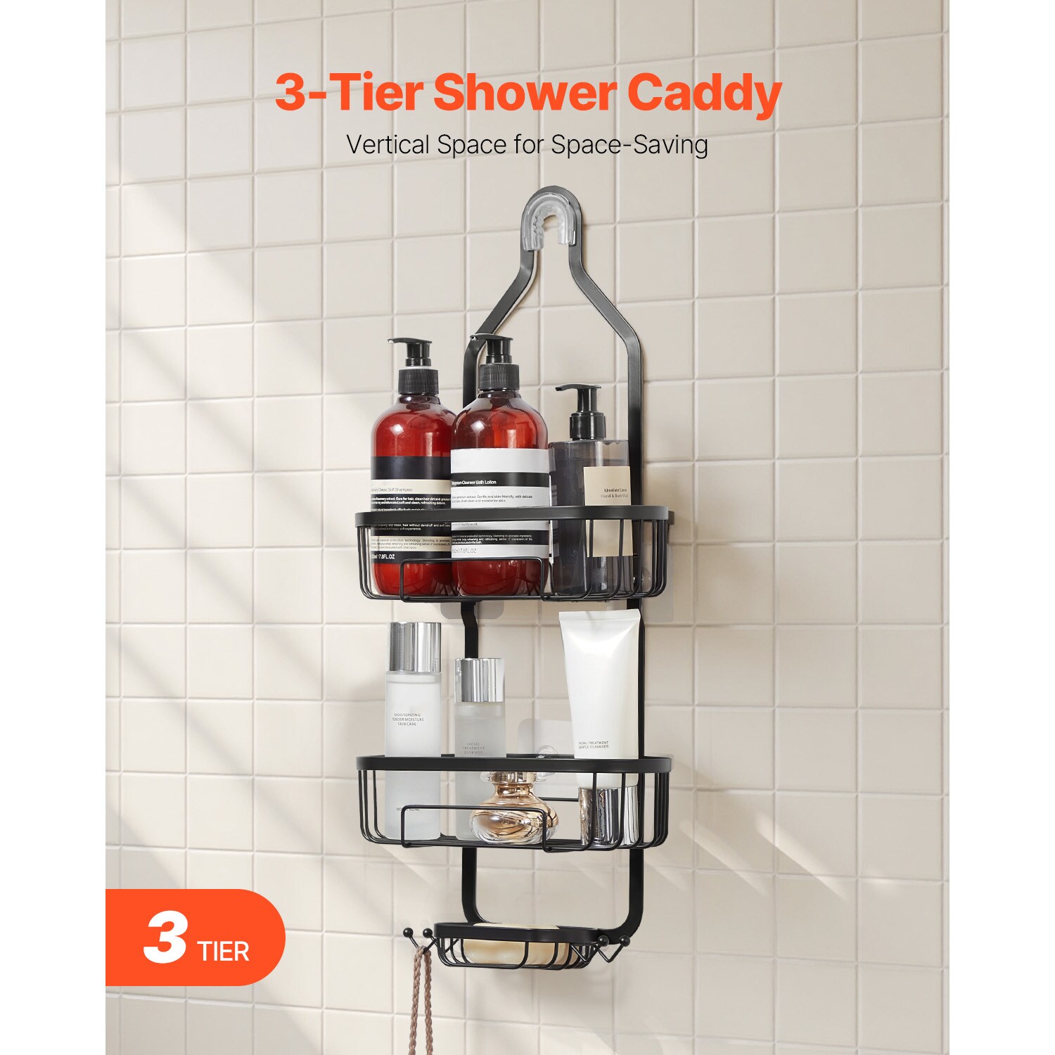 Shower Caddy 3-Tier Hanging Bathroom Shower Storage Organization Shelves Rack_voghion.com